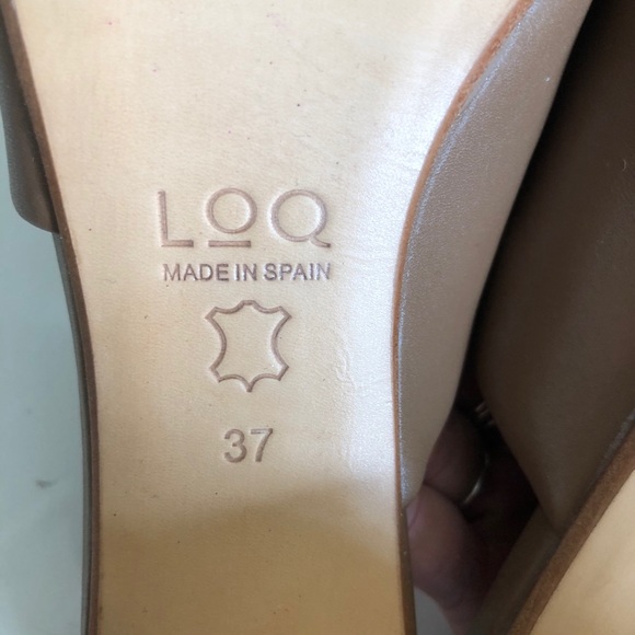 LoQ Tan Leather Mules Sz 6 37 Cylinder Heel - Picture 7 of 9
